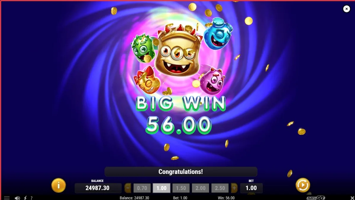 Tampilan antarmuka seluler slot Reactoonz Blitzways dengan karakter alien yang penuh warna