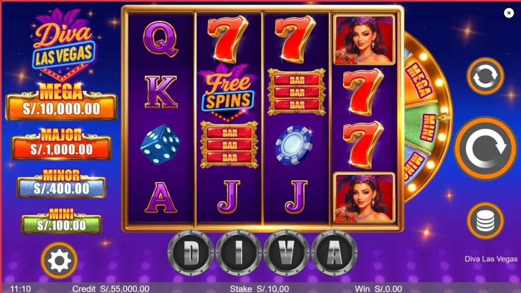 Tampilan visual slot Diva Las Vegas dengan nuansa panggung mewah