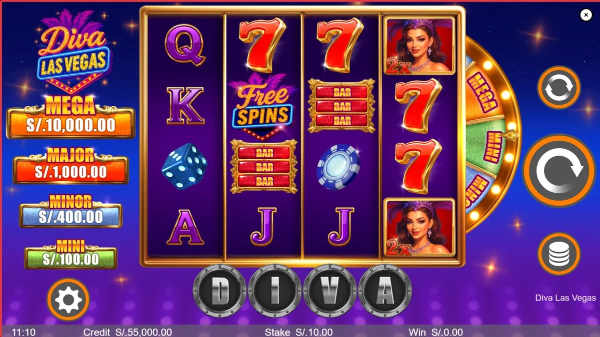 Tampilan visual slot Diva Las Vegas dengan nuansa panggung mewah