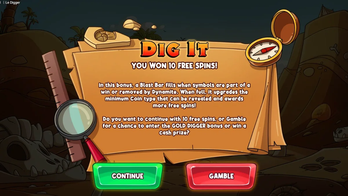 Tampilan visual slot Le Digger dengan karakter Smokey si rakun