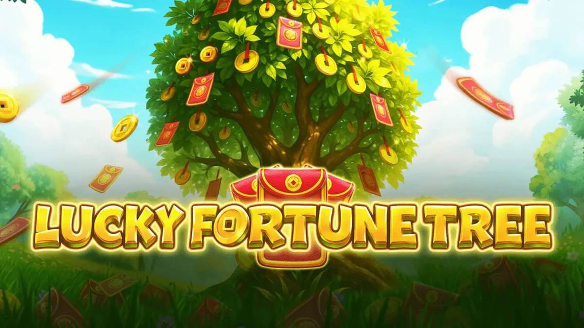Tampilan visual slot Lucky Fortune Tree dengan tema pohon keberuntungan dan koin emas.